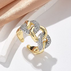 Платиновый & Золотой Латунные кольца из манжеты с прозрачным цирконием, без кадмия, без никеля и без свинца, цепочка подвесок, платиной и золотом, 14.5 мм