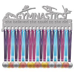 Серебро Модная железная вешалка для медалей, настенная стойка для дисплея, 20 крючки, с винтами, словесная гимнастика, серебряный цвет гальваническим, 146x400 мм