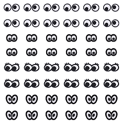 Черный 48 шт. 4 стиль глаз, полиэстер, компьютерная ткань для вышивки, гладить/пришивать нашивки, аксессуары для костюма, аппликация, чёрные, 19~23.5x27~45x1~2 мм, 12 шт / стиль