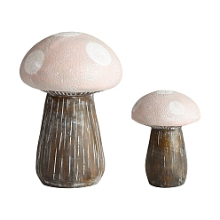 Розовый Фигурка статуэтки гриба из смолы для украшения столешницы балкона на заднем дворе, туманная роза, 96~150x71~100 мм, 2 шт / комплект