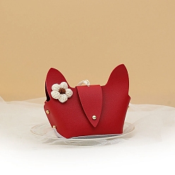 Dark Red Creative Imitation Leather Wedding Candy Bag, Flower, Dark Red, 16x13x5.5cm