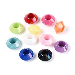 (52) Непрозрачная лаванда Перламутровое УФ-покрытие непрозрачные акриловые европейские бусины, бусины с большим отверстием, рондель, разноцветные, 16x9 мм, отверстие : 7.2 мм