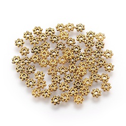 Antique Golden CCB Plastic Bead Spacers, Flower, Antique Golden, 4x1mm, Hole: 1mm