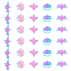 Rainbow Color 30шт 5 стиль 201 штампованные подвески из нержавеющей стали, ионное покрытие (ip), Хэллоуин, разнообразные, Радуга цветов, 26.5~43.5x28.5~41x0.3 мм, отверстие : 2 мм, 6 шт / стиль