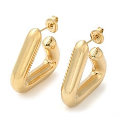 Настоящее золото 14K Ионное покрытие (ip) 304 треугольные серьги-гвоздики из нержавеющей стали, серьги-кольца, реальный 14 k позолоченный, 29x6 мм