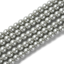 Светлый Стально-синий Экологичные нити жемчужных бусин из окрашенного стекла, класс А, круглые, хлопковый шнур , светло-стальной синий, 6 мм, отверстие : 1.2~1.5 мм, около 70 шт / нитка, 15.7 дюйм