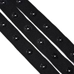 Black Polyester Sewing Snap Button Tape, Plastic Buttons Fastener Replacement, for Baby Lingerie Crotch Sewing, Dancing Dress, Black, 18x2~4mm