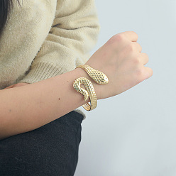 Золотой Браслеты-манжеты из сплава змеи для женщин, золотые, 2-1/8 дюйм (5.4 см), внутренний диаметр: 2-3/8 дюйм (6 см)