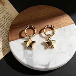 Золотой Серьги-кольца из сплава в форме звезды, золотые, 35x16 мм