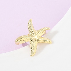 Морская звезда Латунные манжеты с океанской тематикой, реальный 18 k позолоченный, без кадмия, без никеля и без свинца, морская звезда, внутренний диаметр: регулируемый, звезды: 23x25.5 мм