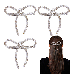 Платина 4шт. Заколки-крокодилы с бантиками и стразами, с железными зажимами, для женщин девушек, платина, 130x75 мм