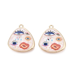 Разноцветный Печатные эмали подвески сплава, Треугольные амулеты и обереги от сглаза, стойки покрытие, без кадмия и без свинца и без никеля, золотые, красочный, 30.5x27.5x3 мм, отверстие : 2.3 мм