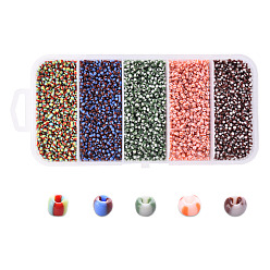 Mixed Color 12/0 Opaque Colours Seep Glass Beads, Round Seed Beads, Mixed Color, 12/0, 1.5~2x2mm, Hole: 0.5mm, 5 colors, 18g/color, 90g/box