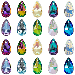 (52) Непрозрачная лаванда 100 шт 10 цвета стеклянные подвески, граненые, слезинки, разноцветные, 16x9x5 мм, отверстие : 1 мм, 10 шт / цвет