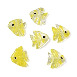 Желтый Бусины лэмпворк , рыба, желтые, 22.5~23x20~21.5x7.5~8.5 мм, отверстие : 1.6 мм