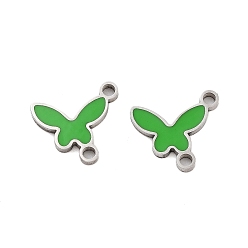 Stainless Steel Color 304 Stainless Steel Enamel Connector Charms, Butterfly Link, Stainless Steel Color, 12x11.5x1mm, Hole: 1.5mm