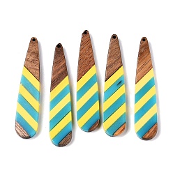 Teardrop Подвески из эпоксидной смолы и орехового дерева, геометрические прелести, слеза, 53x11x3.5 мм, отверстие : 1.4 мм