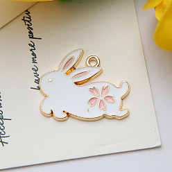 Flower Alloy Enamel Pendant, Golden, for Easter, Flower Charms Pattern, 21x25mm