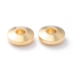 Real 24K Gold Plated Brass Spacer Beads, Long-Lasting Plated, Flat Round, Real 24K Gold Plated, 5x2mm, Hole: 1.5mm