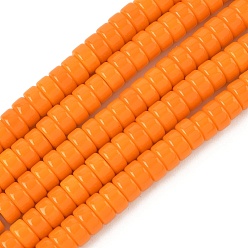 Оранжевый Непрозрачное стекло бисер нитей, диск, оранжевые, 6x3 мм, отверстие : 1.2 мм, около 115 шт / нитка, 14.96'' (38 см)