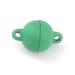 Зеленый Магнитные застежки из сплава с петлями, круглые, зелёные, 13x8 мм, отверстие : 1.2 мм
