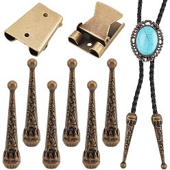 Античная Бронза 3железные скользящие застежки для галстука боло, с концами шнура из сплава 6шт., для изготовления боло галстуков, античная бронза, 30~52x25x9.5~11 мм, отверстие : 2.5 мм, внутренний диаметр: 3.5~5.5x5.5~17 мм