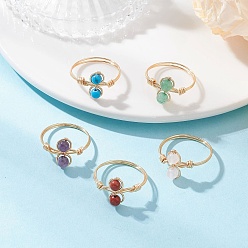 Золотой Натуральные и синтетические драгоценные камни, с экологически чистой медной проволокой, золотые, 13 мм, размер США 9 3/4 (19.5 мм)