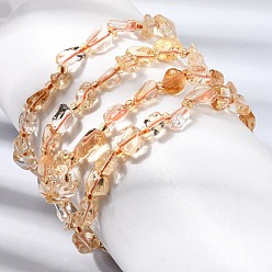 Citrine Heated Natural Citrine Beaded Stretch Bracelets, Inner Diameter: 2.17 inch(5.5cm), Bead: 4.5~13x4~8.5x3~6mm