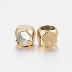 Golden Ion Plating(IP) 304 Stainless Steel Beads, Cube, Golden, 2x2x2mm, Hole: 1.5mm