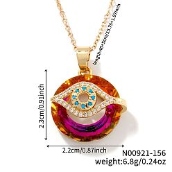 Фиолетовый Латунные ожерелья со стеклянными подвесками от сглаза, с четким кубического циркония, винтажные счастливые ожерелья для ежедневного ношения, золотые, фиолетовые, 15.75 дюйм (40 см)