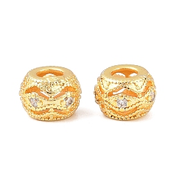 Золотой Латунные микропаве из прозрачного кубического циркония, рондель, стойки покрытие, долговечный, без свинца и без кадмия, золотые, 7x5 мм, отверстие : 3 мм
