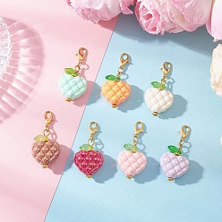 Золотой Акриловые подвесные украшения, Сплав с застежками, сердце, золотые, 41 мм