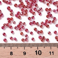 Fuchsia 12/0 Round Glass Seed Beads, Transparent Colours Rainbow, Round Hole, Fuchsia, 12/0, 2mm, Hole: 1mm, about 3333pcs/50g, 50g/bag, 18bags/2pounds