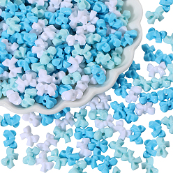 Белый 500 непрозрачные акриловые бусины, бантом, белые, 7.5x10x5.5 мм, отверстие : 1.6 мм