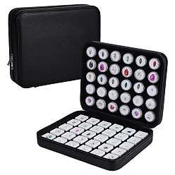 Черный Пластиковые ящики-органайзеры для хранения, с 60шт. 2 стилями, белый мини-футляр с россыпью бриллиантов с видимым окном, чёрные, 25.8x20.5x6.3 см, мими-бокс: 2.9~3x2.9~3x1.65~2.15см