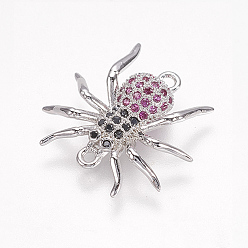 Платина Латунные микро проложить кубических ссылки циркония, насекомые, красочный, платина, 18x18.5x3.5 мм, отверстие : 1.5 мм