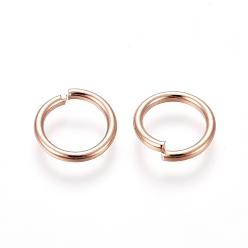 Розовое Золото 304 из нержавеющей стали открыты кольца прыжок, розовое золото , 18 датчик, 9x1 мм, Внутренний диаметр: 7 мм