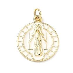 Белый Латунь эмаль подвески, плоский круглый с подвесками Девы Марии, долговечный, стойки покрытие, без свинца и без кадмия, реальный 18 k позолоченный, белые, 20x17x2.5 мм, Перейти кольцо: 5x1 мм, отверстие : 3 мм
