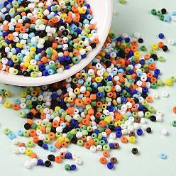 Colorful Opaque Glass Seed Beads, Round Hole, Round, Mixed Color, 2~2.5x1.5~2mm, Hole: 0.8mm, about 34615pcs/pound