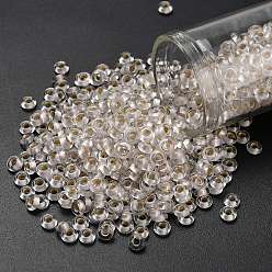 (PF21F) PermaFinish Crystal Silver Lined Matte Toho 6/0 полукруглые бусины, японский бисер, (pf21f) пермафиниш кристалл серебристый матовый, 4x1.9 мм, отверстие : 1.5 мм, Около 300 шт / 10 г