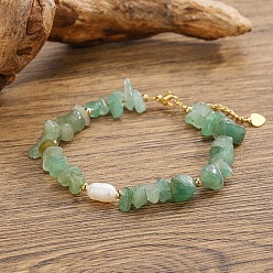 Зеленый Авантюрин Элегантные браслеты в богемном стиле из бусин из натурального зеленого авантюрина, 2.17 дюйм (5.5 см)