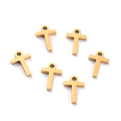 Letter T 304 подвески из нержавеющей стали, матовый стиль, греческий алфавит, золото, letter.t, letter.t: 10.5x7x1.5 мм, отверстие : 1.5 мм