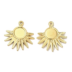 Настоящее золото 18K Ионное покрытие (ip) 304 подвеска из нержавеющей стали с кабошоном, солнечные чары, реальный 18 k позолоченный, лоток : 8 мм, 23x22x2 мм, отверстие : 1.2 мм