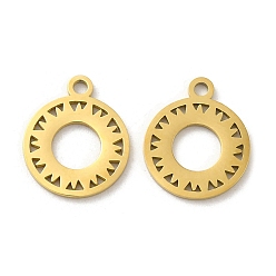 Золотой Ионное покрытие (ip) 304 брелоки из нержавеющей стали, кольцо с солнечным шармом, золотые, 14.5x12x1 мм, отверстие : 1.6 мм