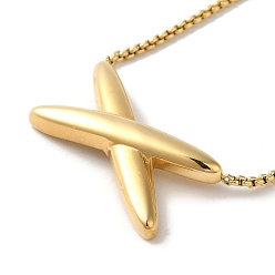 Золотой Вакуумное покрытие pvd 304 ожерелья из нержавеющей стали с коробчатой цепочкой, ожерелья с подвеской в виде буквы x, золотые, 16.77 дюйм (42.6 см)