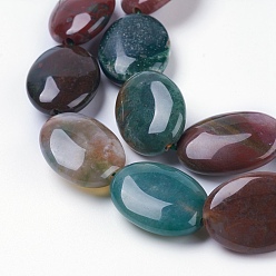 Indian Agate Natural Indian Agate Beads Strands, Oval, 25x18x8mm, Hole: 2mm, about 16pcs/strand, 15.82 inch(40.2cm)