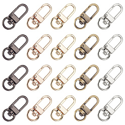 Couleur Mélangete 40pcs 5 couleurs fermoirs pivotants en alliage de zinc,  crochet mousqueton, couleur mixte, 34x14x6.5mm, Trou: 10mm, 8 pcs / couleur