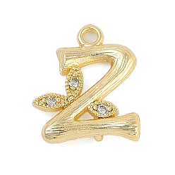 Letter Z Латунные хрустальные стразы буквы звенья соединительные подвески, без кадмия, без никеля и без свинца, реальный 18 k позолоченный, Письмо Z, 14x12x3.5 мм, отверстия : 1.2 mm и 1.5 мм