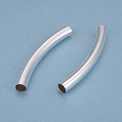 Посеребрённый Бисера латунной трубки, долговечный, изогнутые бусины, трубка, 925 серебро покрытием, 52.5x6 мм, отверстие : 5 мм