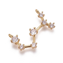 Скорпион Латунные микро проложить кубического циркония подвески, двенадцать созвездий, золотые, Скорпион, 15x23~23.5x3 мм, отверстие : 1.5 мм